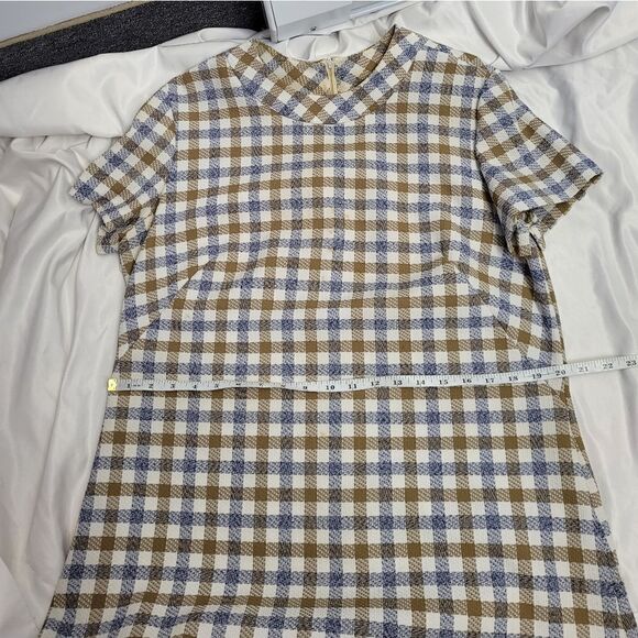 VINTAGE 70s plaid two piece shift dress and matching blazer XL - Picture 16 of 17